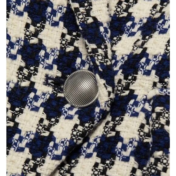 L’AGENCE Kenzie Double-Breasted Navy Ivory Tweed Blazer Size 10 - Picture 5 of 8